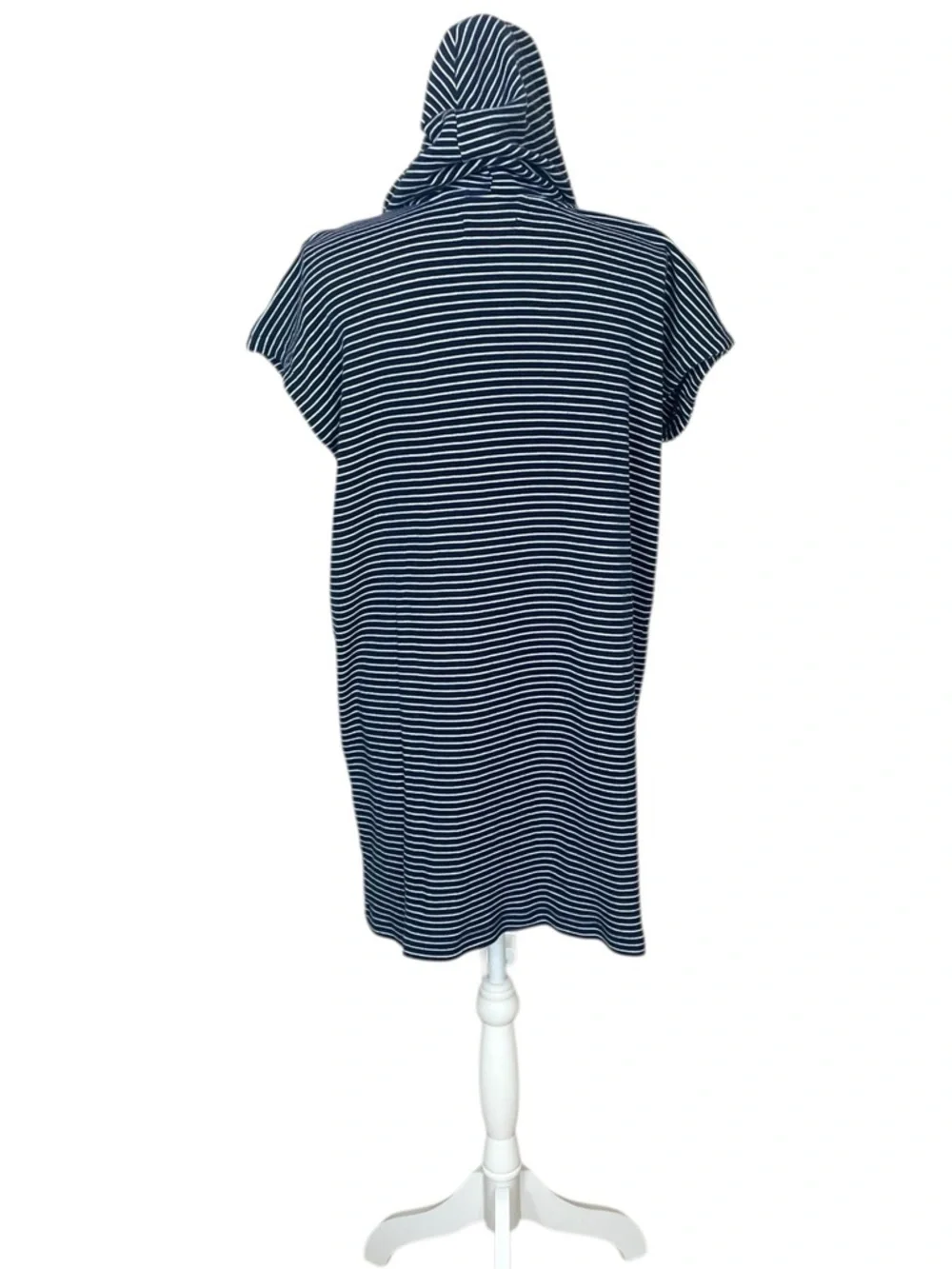 Lauren Ralph Lauren Navy and White Striped Hooded Zip Swim Cover-Up (J)